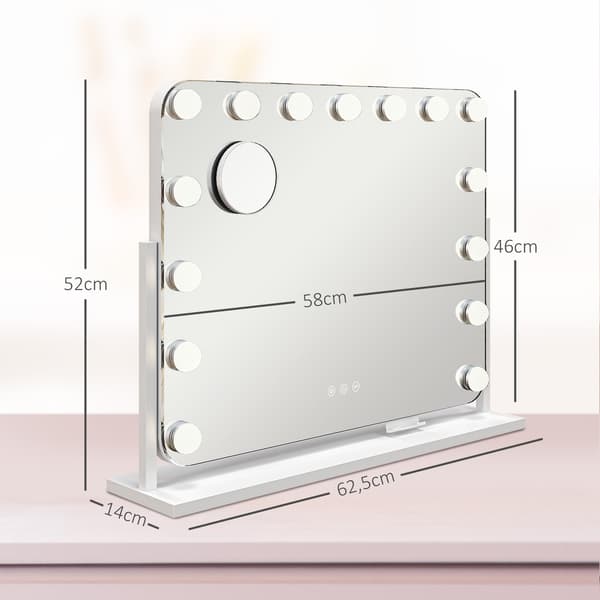 LED-meikkipeili – 3 valotilaa, himmennettävä, USB, 62,5 x 49,5 cm