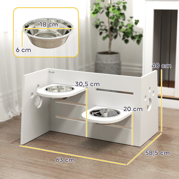 Upphöjd hundskål, 3 nivåer av höjdjusterbar matskål för hundar med separat design, anti-slingmatta, foderskål med 2 rostfria skålar, för alla stora hu
