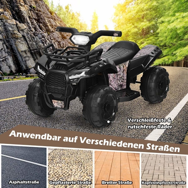 Elektrisk børnequad med forlygter Elektrisk quad børnebil med musik 44 x 66 x 42 cm sort