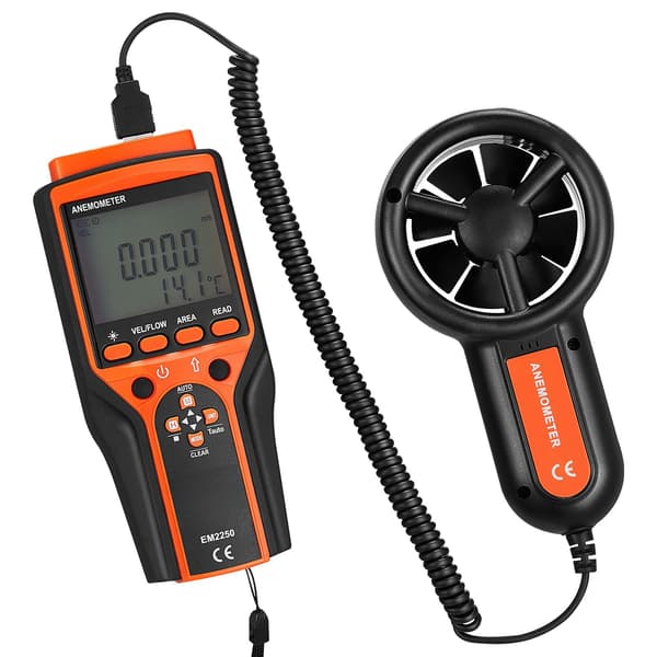 Handhållen anemometer med delad vinge, CFM, 14-140F, bakgrundsbelyst