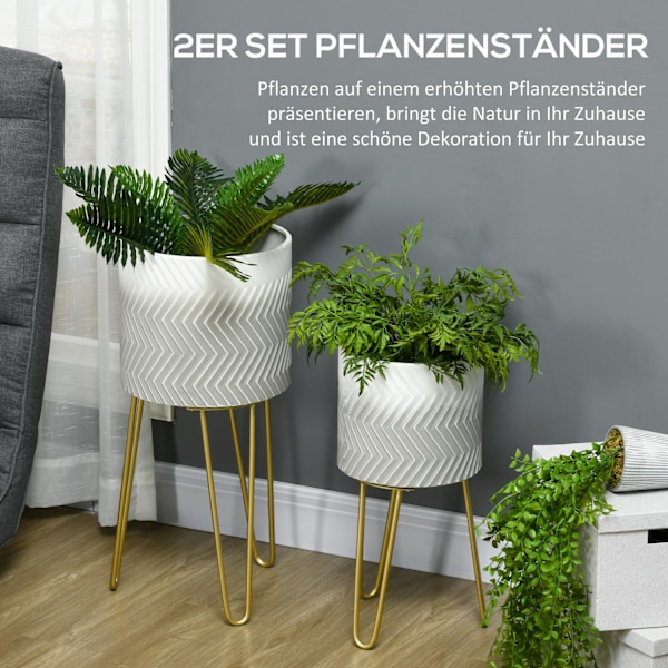 Blomkrukor Set Med 2 Växtställ Planteringsram Vardagsrum Balkong Metall