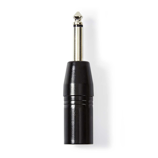 XLR adapter | XLR 3-Pin Han | 6.35 mm Hanstik | Nikkelplateret | Lige | Metal | Sort | 1 stk. | Plastikpose