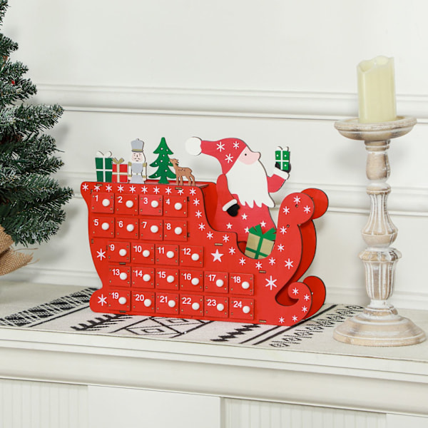 Adventtikalenteri 24 laatikkolokeron täyttämiseen Joulukalenteri Adventtikalenteri laatikko Joulukoristeet Tee itse MDF-levy punainen 22,5 x 8 x 36 cm