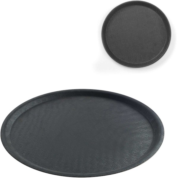 Skridsikker tjenerbakke, rund, diameter. 46 cm - sort