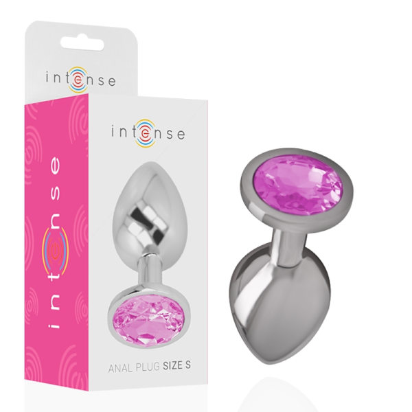 Intense - Aluminium metal analprop med pink krystal størrelse S