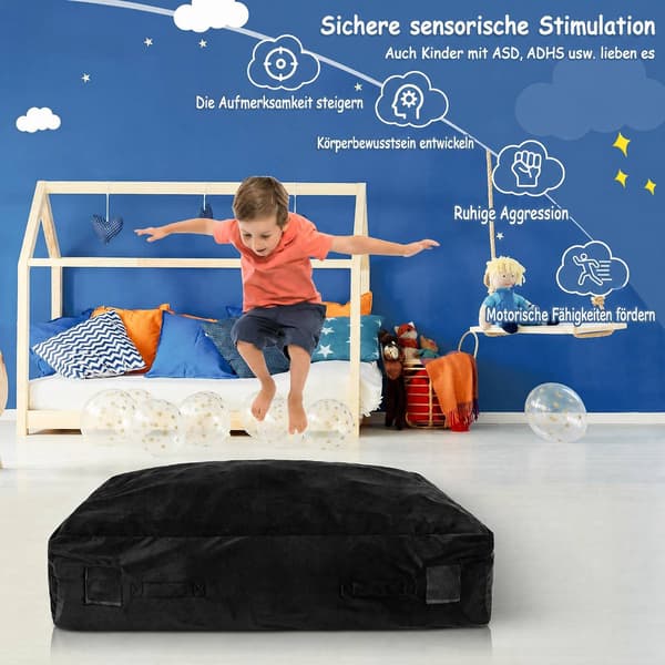 Sensorisk måtte til stødpude, 113 cm x 89 cm, skumblokke, vaskbart betræk