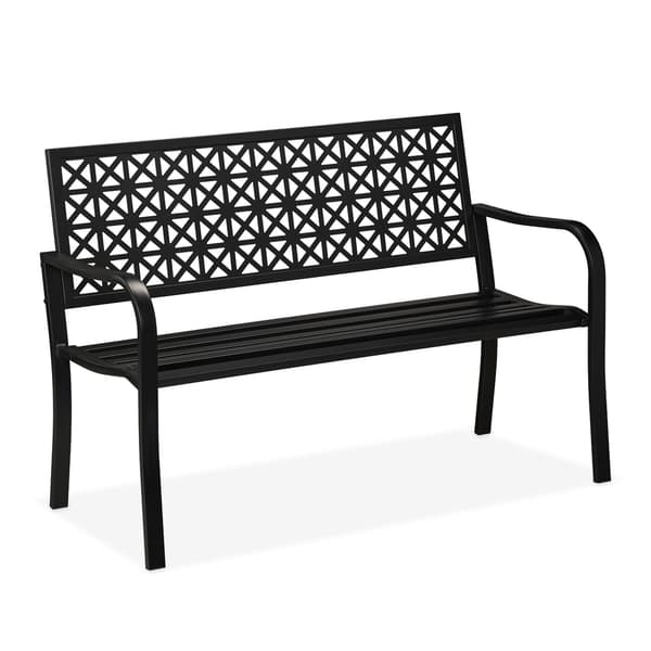 Sort stål havebænk – geometrisk design