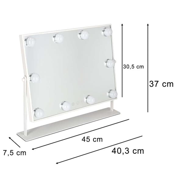 LED-meikkipeili 10 lampulla, 3 valotilaa