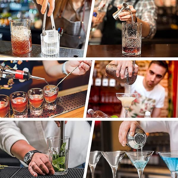 11-delt bartendersæt i rustfrit stål med trækasse