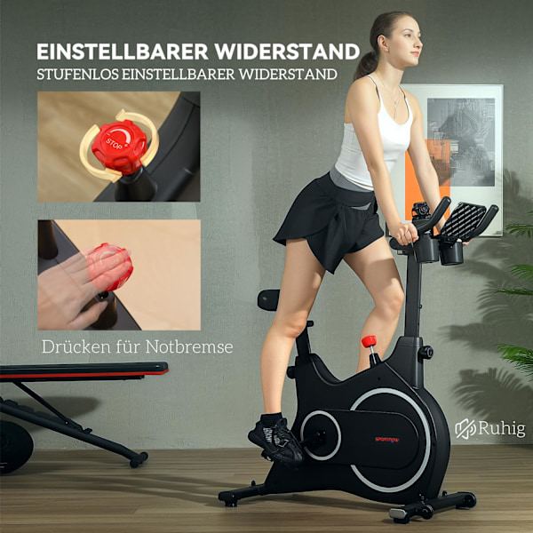 Liggende ergometer til hjemmemotionscykel med magnetisk modstand, LCD-skærm, siddende ergometer med justerbart sæde og håndtag, tabletholder, flaskeho