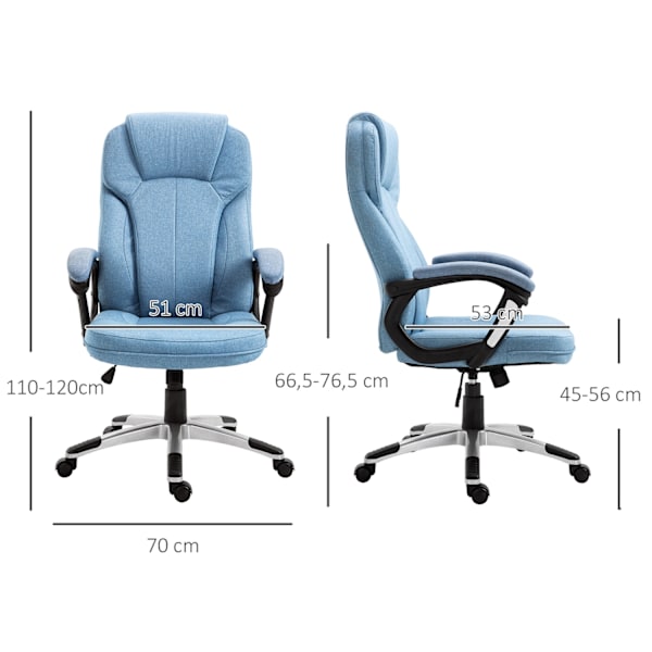 Kontorstol Computerstol Drejestol Højdejusterbar Vippefunktion Lyseblå Linned 66X75X110-120Cm