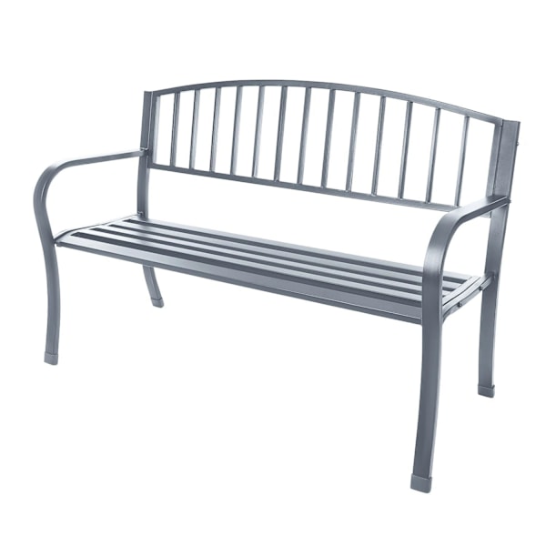 Puutarhapenkki selkänojalla, puistonpenkki terassille ja parvekkeelle, metallirakenne, grafiitti