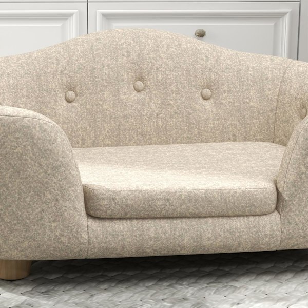 Hundsoffa bakficka plyschfodral med kudde, kattsäng, lämplig för små hundar, furu, 70 x 47 x 30 cm, krämvit