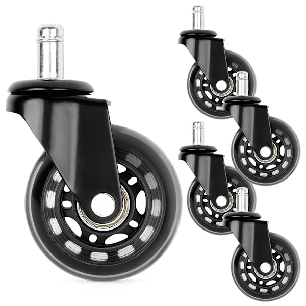 Gummi stolehjul 6,3 cm / 11 mm 5 stk.