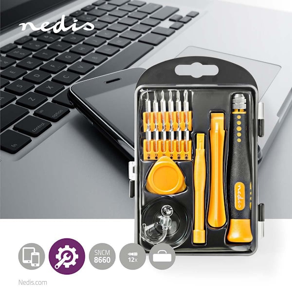 Telefon / Tablet Reperations Sæt | 17-i-1 | PC / Smartphone / Tablet | Philips bits | Slidsede bits | Pentalobe bits | Tri-wing bits