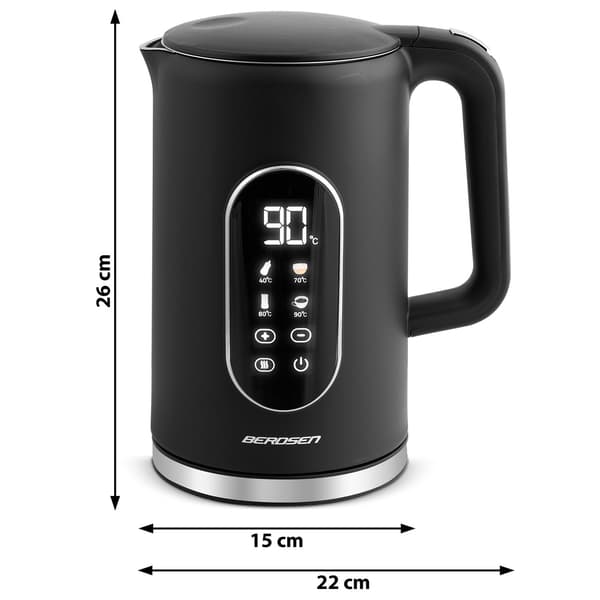 Berdsen BD-712 elkedel 1,7l, sort og sølv
