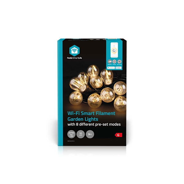 SmartLife jluelys | Party Lights | Wi-Fi | Varm Hvid | 10 LED's | 9.00 m | Android™ / IOS | Pærediameter: 45 mm