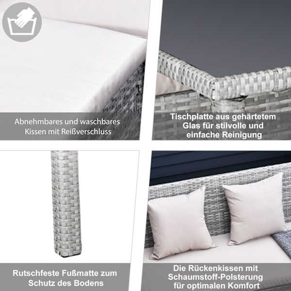 Havemøbelsæt I Rattan Med Fodskammel Metalgrå 134 X 60 X 75 Cm