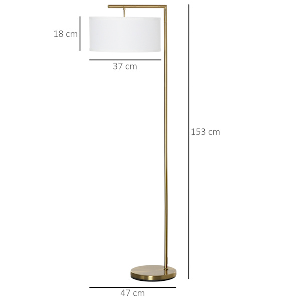 Golvlampa Golvlampa E27 Sockel För Vardagsrum Sovrum Kontor Metall Stål Linne Guld + Vit 47 X 37 X 153 Cm