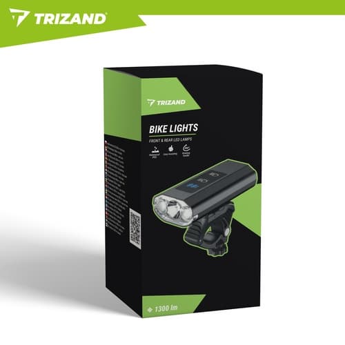 1300lm LED-pyöränvalosarja, USB-C, IP65-vedenpitävä