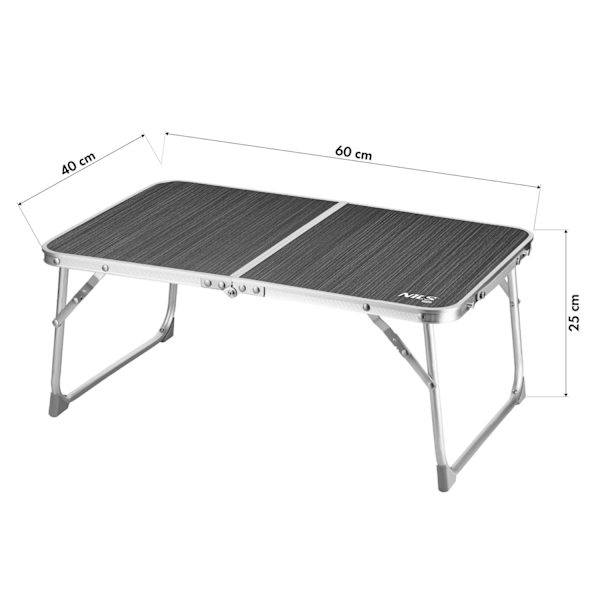 Fällbart campingbord, låg höjd, mörkgrå