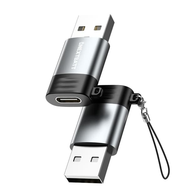 NEXTBATT USB-C hona USB-A 2.0 adapter - Svart/Grå