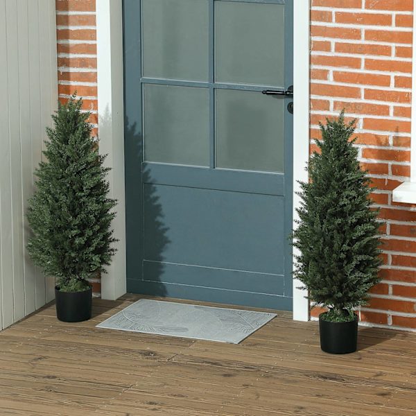 Kunstig Cypres Sæt med 2 store 90 cm kunstige planter, kunstige planter i potte, UV-resistente kunstige træer som ægte dekoration til stue soveværelse