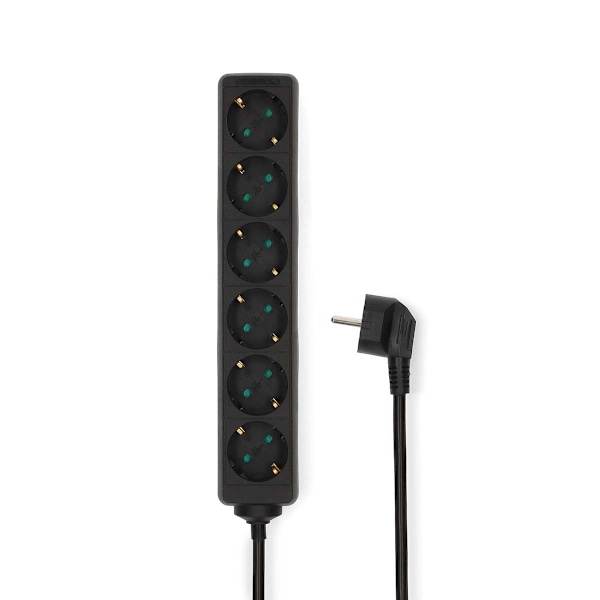 Forlængerstik | Type F (CEE 7/7) | 6-vejs | 1,50 m | 3680 W | 16 A | Type jordforbindelse: Sidekontakter | 230 V AC 50/60 Hz | Stikvinkel: 45° | H05VV