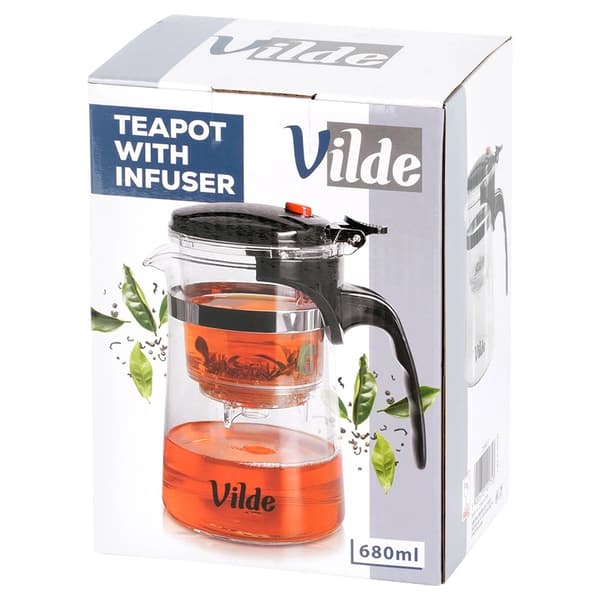 Glaskanna med teinfusionsrör, 680 ml – Borosilikat