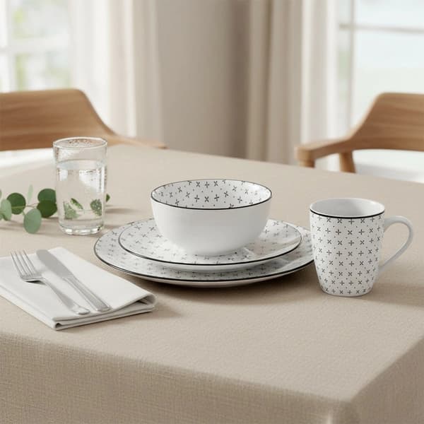 Porcelænsservicesæt, 16 dele, geometrisk mønster