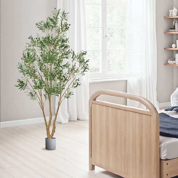 Kunstigt oliventræ 240 cm med sort potte, indendørs