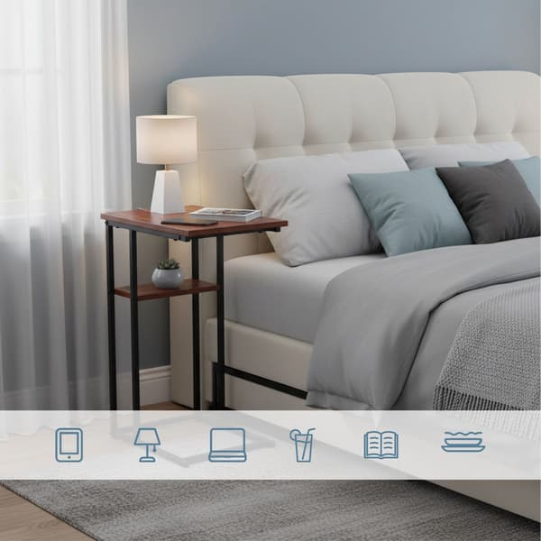 C-formet sidebord med 2 hylder til sofa og seng