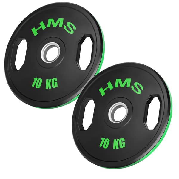 10 kg gummibelagte olympiske plader, sæt med 2