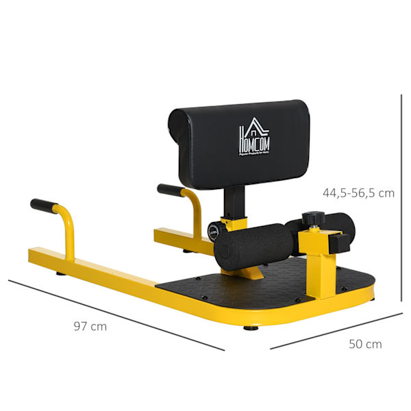 Sissy Squat Squat Trainer Ben Trainer Mave Balder Trainer 3 I 1 Trainer Justerbar Op Til 120 Kg Stål Gul + Sort 50 X 97 X (44,5-56,5) Cm