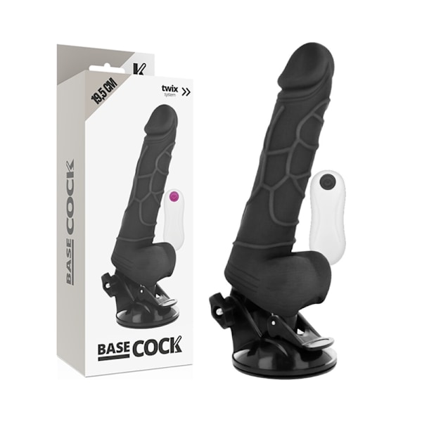 Basecock - Realistic Vibrator -kaukosäädin musta kiveksillä 19,5 cm -O- 4 cm