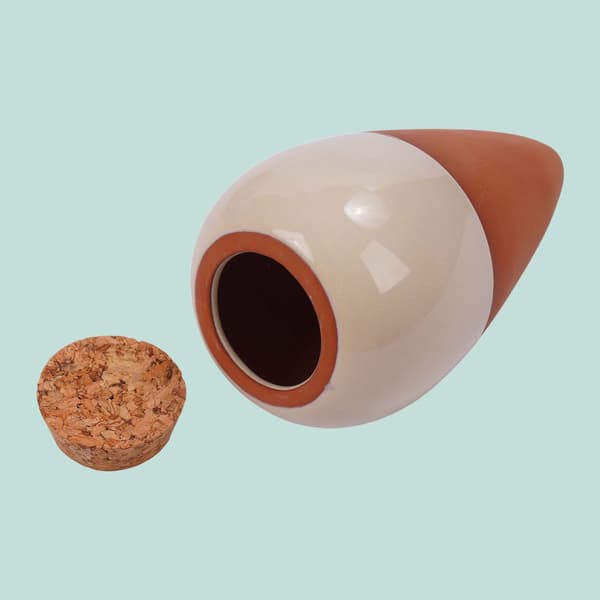 Leravattenkottar med lock, 350 ml, beige, 2-pack