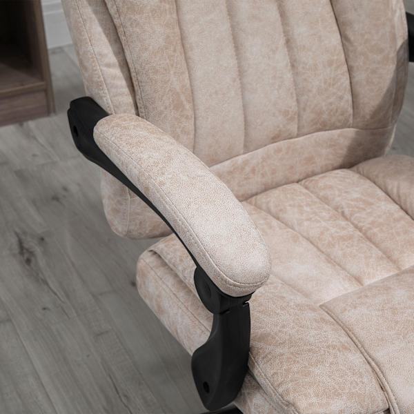 Kontorstol Drejestol Skrivebordsstol Med Tilbagelænet Funktion Fodstøtte Højdejusterbar Mikrofiber Beige + Sort + Sølv 63 X 71 X 110-118 Cm