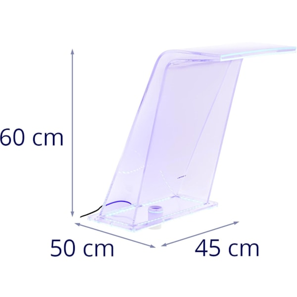 Vandfaldstud med LED-belysning 45 cm, vandgennemstrømning 395 mm
