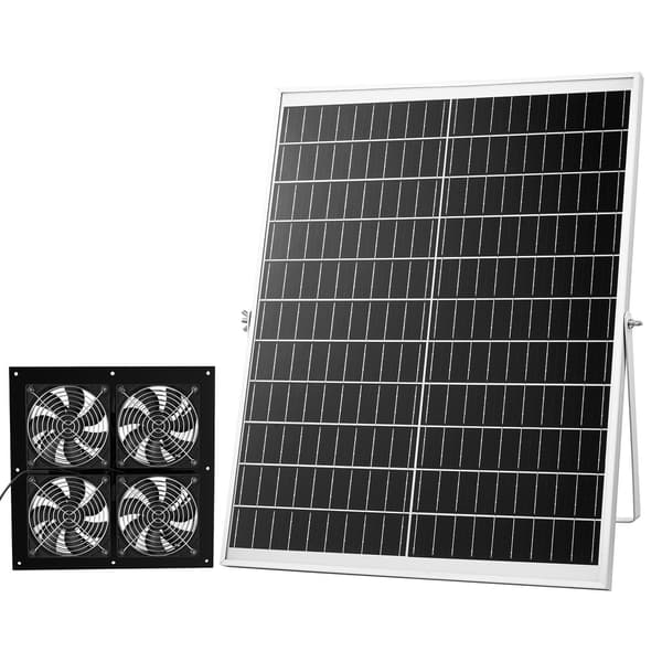 Soldriven frånluftsfläktsats, 25W panel, 4 fläktar