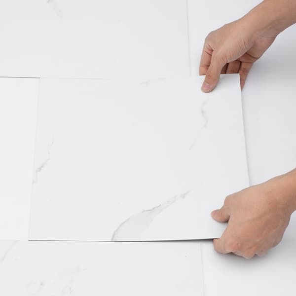 Självhäftande vinylgolvplattor, 12x12, 50-pack, vit marmor
