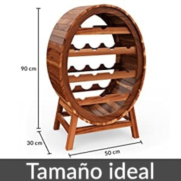 Vinställ, akaciaträ, rymmer 12 flaskor, fatdesign