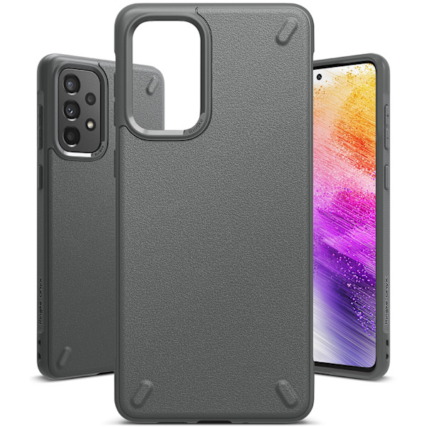Kestävä ja joustava kotelo ja kansi Galaxy A73 Onyx harmaalle