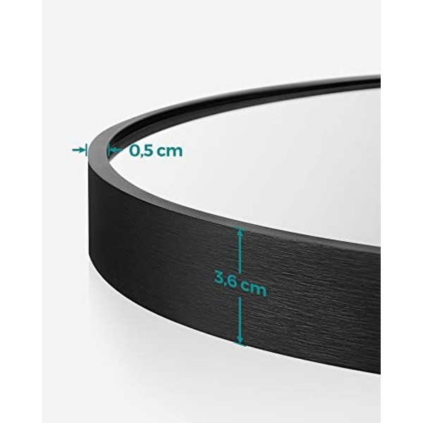 Tyylikäs 61 cm pyöreä peili kultaisella kehyksellä, ruosteenkestävä