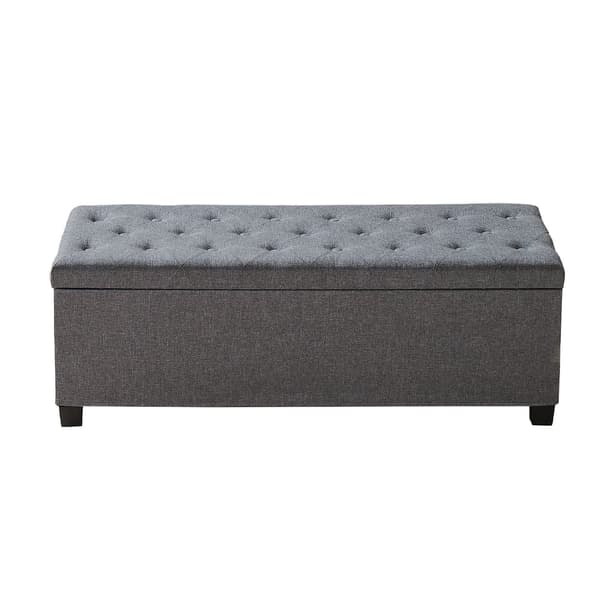 Förvaringsbänk med ottoman, linne med fällbart tak, sidofickor, grå
