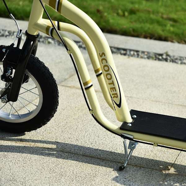 Børnescooter Fra 5 År Gammel Scooter Børnescooter City Scooter Børnescooter Kickboard Med Pneumatiske Dæk 12 Tommer Gummi Aluminium Beige 120 X 58 X 8