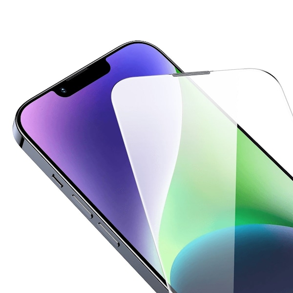 Härdat glas för iPhone 14 Plus / 13 Pro Max med 0,4 mm högtalarskydd SET