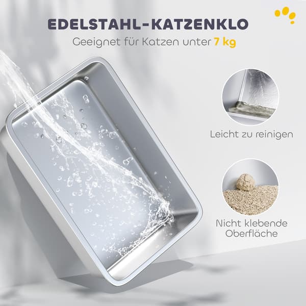 Overdækket kattebakke med rustfri bakke og øse
