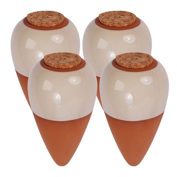 Leravattenkottar med lock, 350 ml, beige, 4-pack