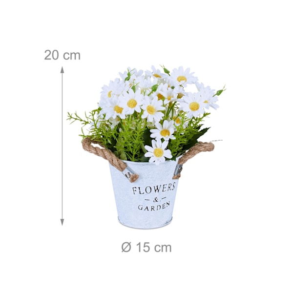 sæt med 3 kunstige blomster i potte