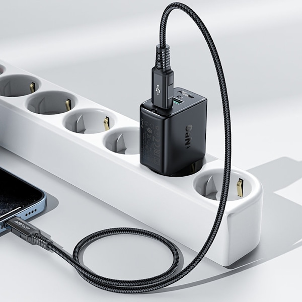 GaN netværksoplader 2x USB 18W QC 3.0 AFC FCP hvid